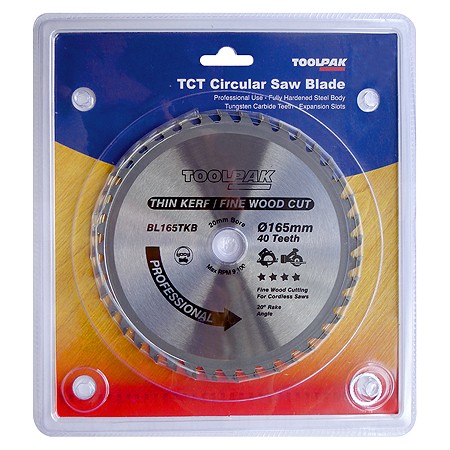 Cordless TCT Thin Kerf Saw Blade 165mm x 20mm x 40T Toolpak 